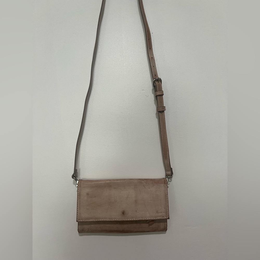 Freebird By Steven Lola Taupe Leather Crossbody Bag/ Clutch Wallet